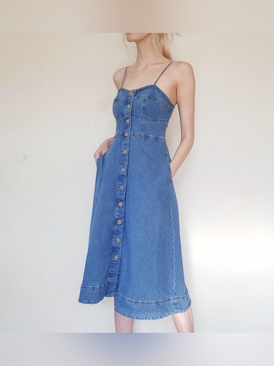 Universal Thread Dresses & Skirts - Universal Thread Denim Corset Midi A-Line Dress Button 90s Women’s size S Indigo